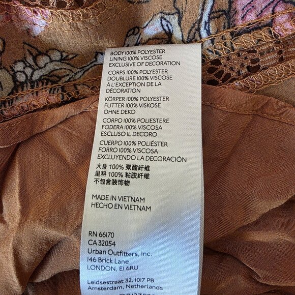 Free People Cherry Blossom Mini Dress Topaz Mustard Floral Oversized Flowy Small - Picture 15 of 16